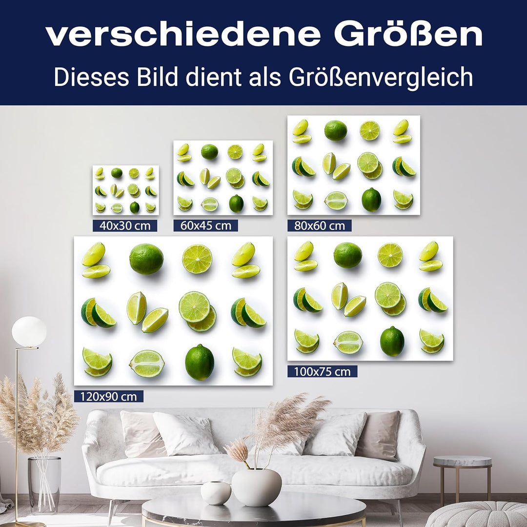 wandmotiv24 Obst & Gemüse als Leinwandbild, 40x30cm, Querformat, Limetten, Früchte, Küche, Lebensmit