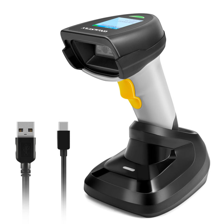 2D Barcode Scanner Wireless, QR Code Scanner Handheld Barcode Scanner with Base 2 in 1 USB Wired Con