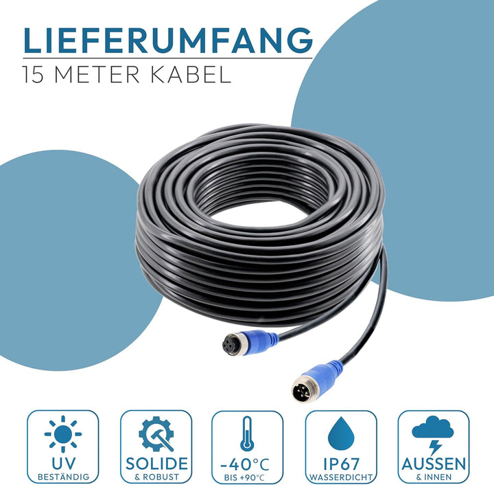 VSG24 29123 – Verlängerungskabel für Rückfahrsysteme, LKW, Transporter, Wohnmobil, 4 PIN-Kamerakabel