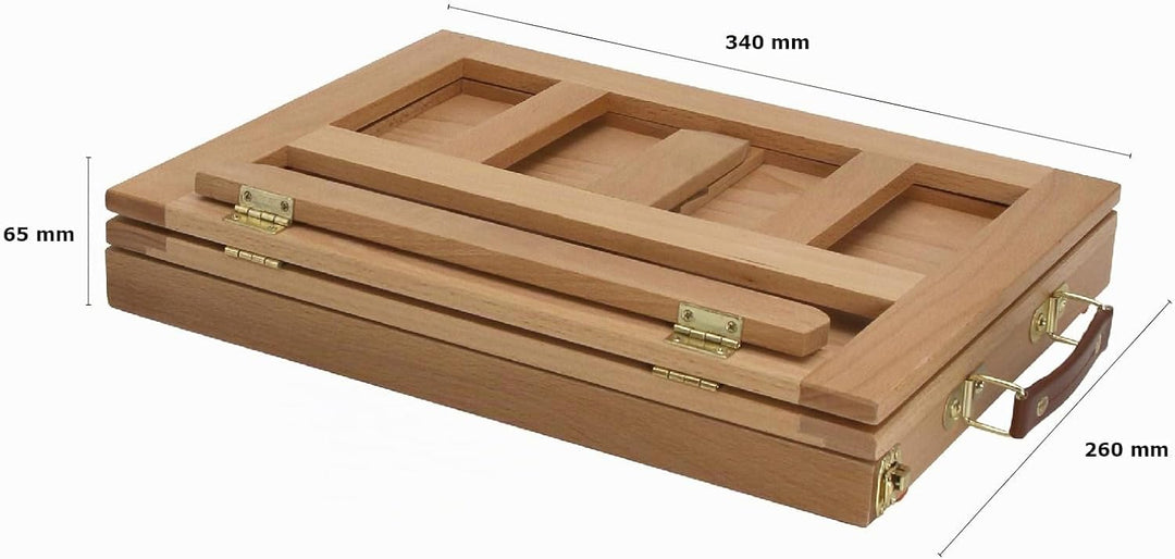 Paintersisters Tischstaffelei Lisa - Sitzstaffelei mit Schublade, Kofferstaffelei Massiv Holz, Ateli