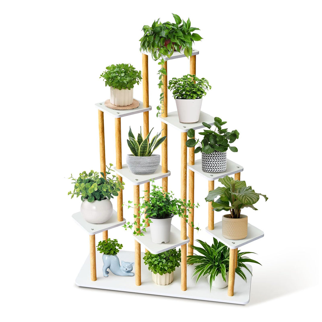 9 Ebenen Blumenständer Pflanzenständer, Mehrstöckig Hölzern Pflanzen weiss 9 Ebenen, weiss 9 Ebenen