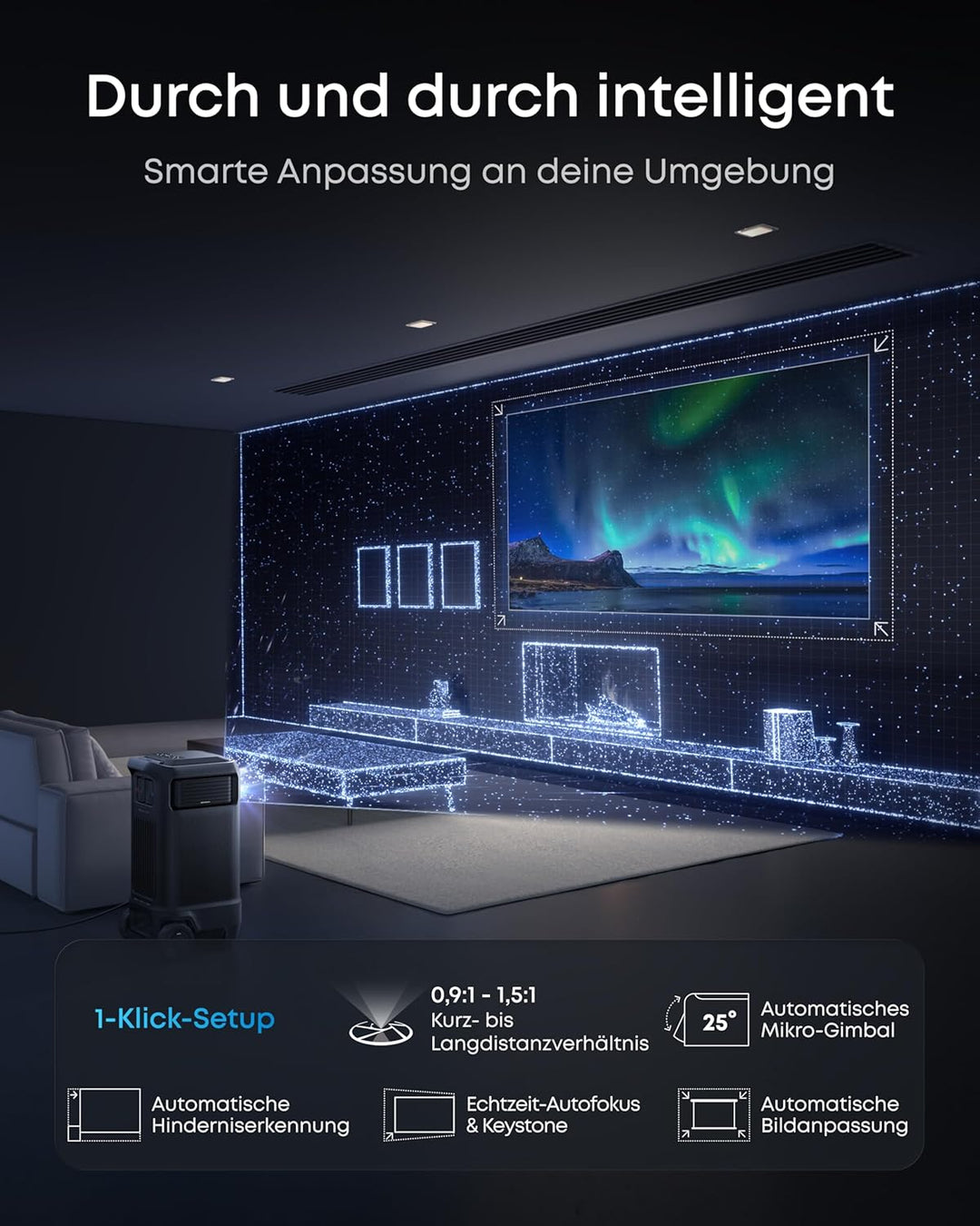 soundcore Nebula X1 Pro | Mobiler Beamer 4K Laserprojektion 7.1.4 Dolby Atmos Spatial Sound, All-in-