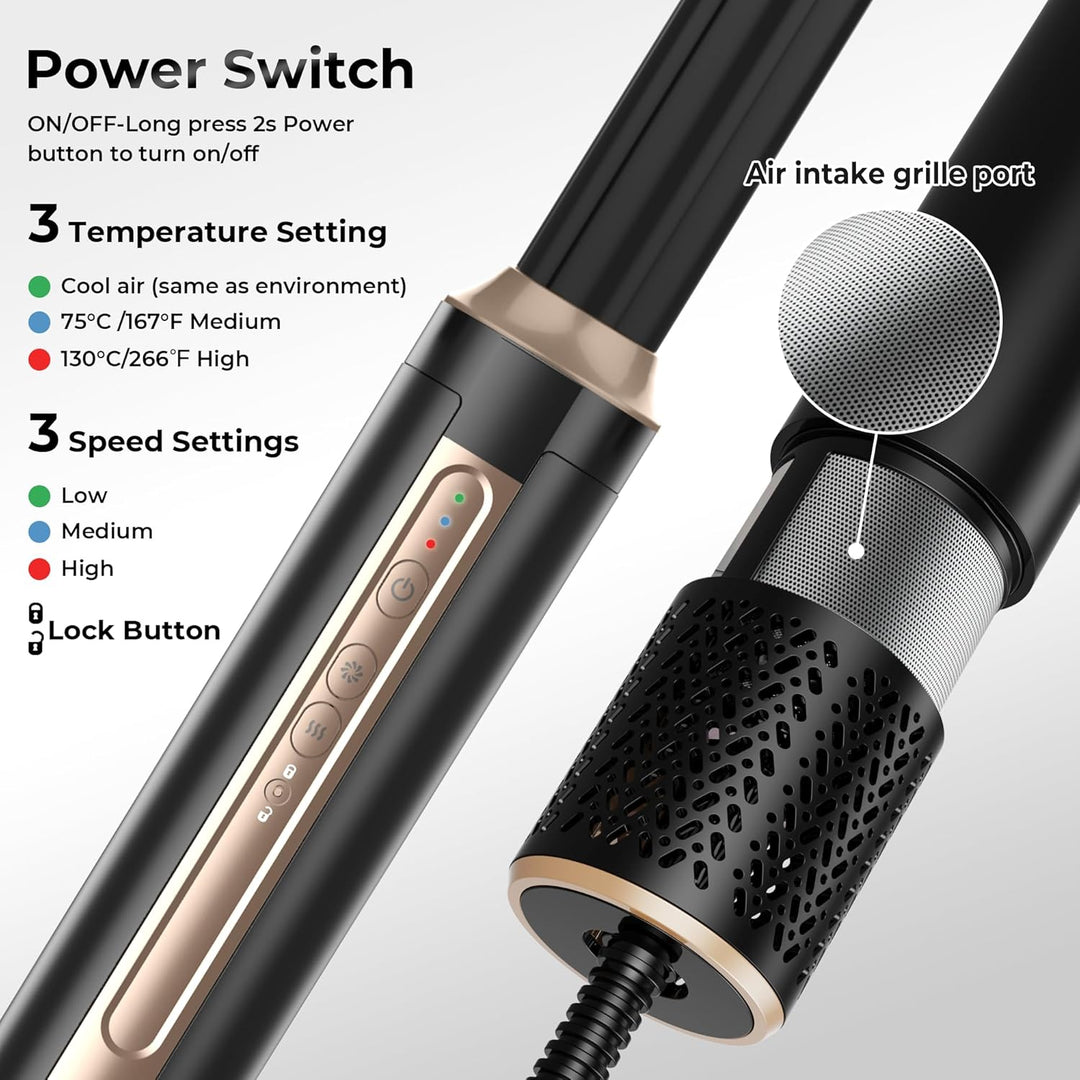 Neue Airstyler, Pro 6 in 1 Hairstyler Föhnbürste Set, 1400W Ionen Haartrockner mit 110000 U/MIN, Föh
