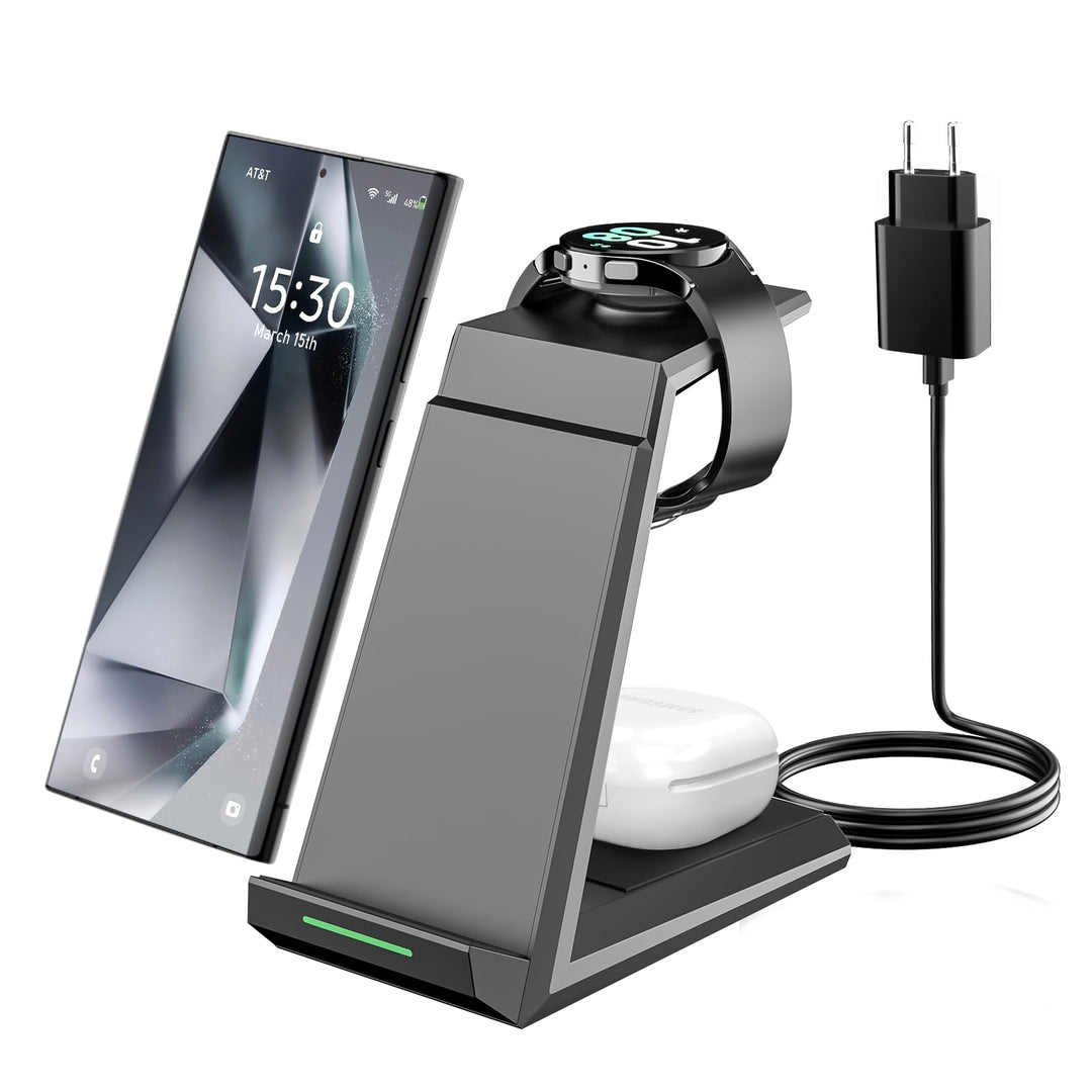 NANAMI Induktive Ladestation für Samsung Wireless Charger 3 in 1 Ladestation Kompatibel für Galaxy W