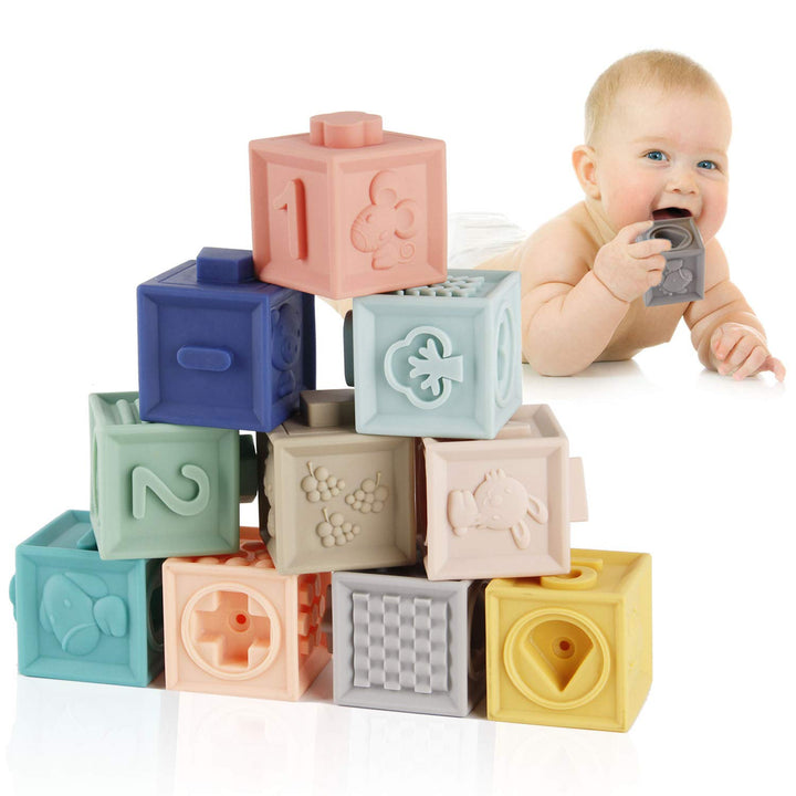 Mini Tudou Baby Bausteine Spielzeug Stapelwürfel Bauen Motorikspielzeug Baby Beissring,Lehrreich Ler