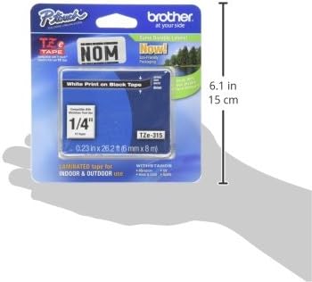 Brother Laminiertes Klebeband, Weiss auf Schwarz, 6 mm (TZe315) – Einzelhandelsverpackung 6 mm Weiss