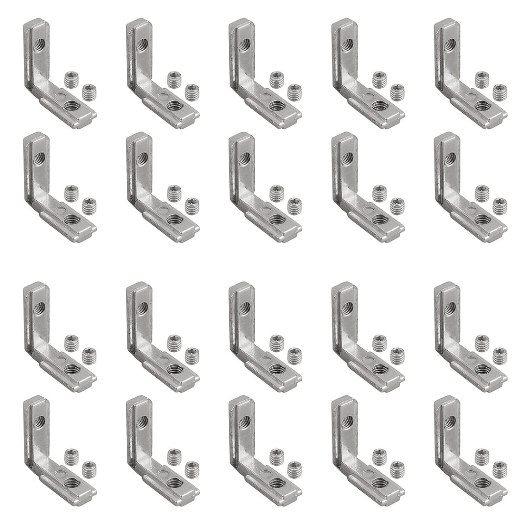 AUTOUTLET 20x T Slot T-Nut Innenwinkel, Aluminium Profil 2020 Nut 6 M4 Aussenwinkel Zinklegierung Kl