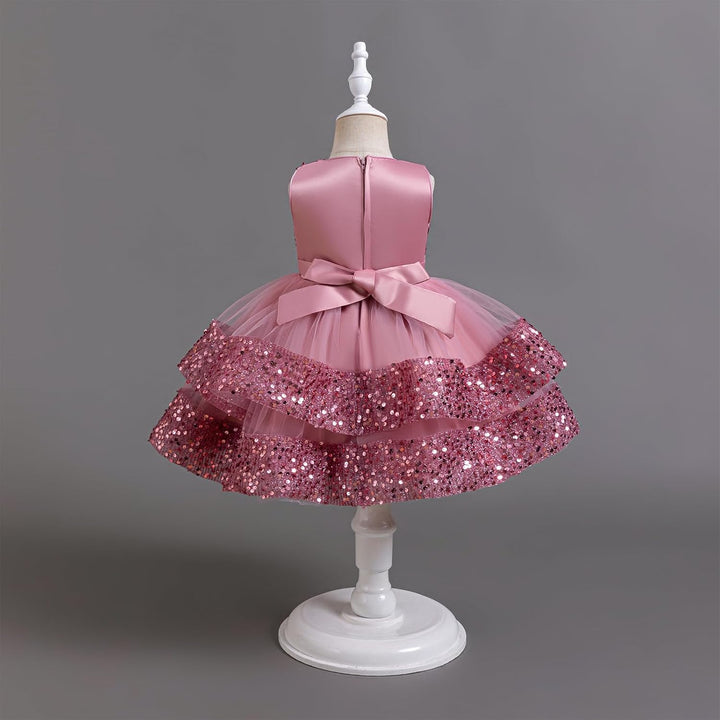 Miipat Baby Mädchen Kleid Prinzessin Tüll Pailletten Partykleid Ärmellos Tutu Blumenmädchenkleider f