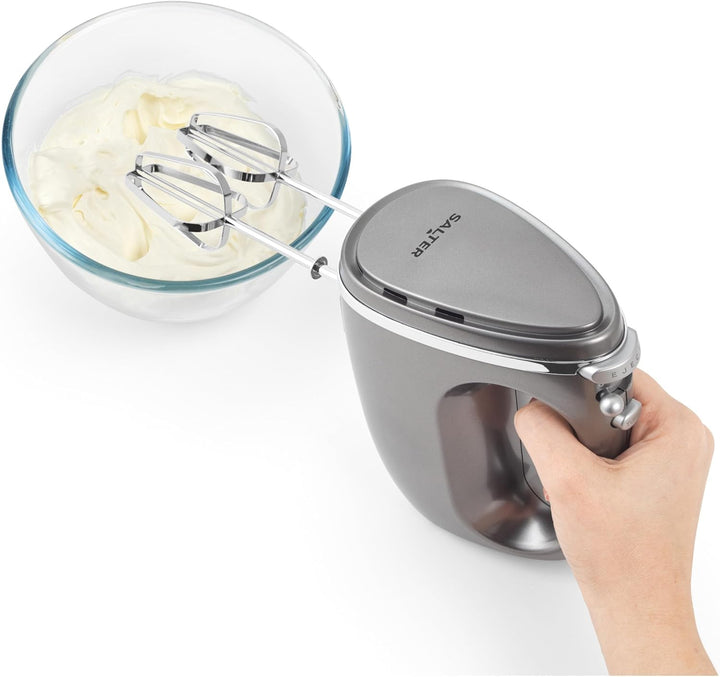Salter EK4249COSVDEEU10 Elektrischer Handmixer/Schneebesen - mit Rührbesen und Knethaken, 5 Geschwin