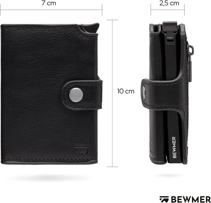 BEWMER 2 Shielded | Herren und Damen Slim Wallet mit RFID-Schutz Anti-Cloning | Kartenetui mit Münzf
