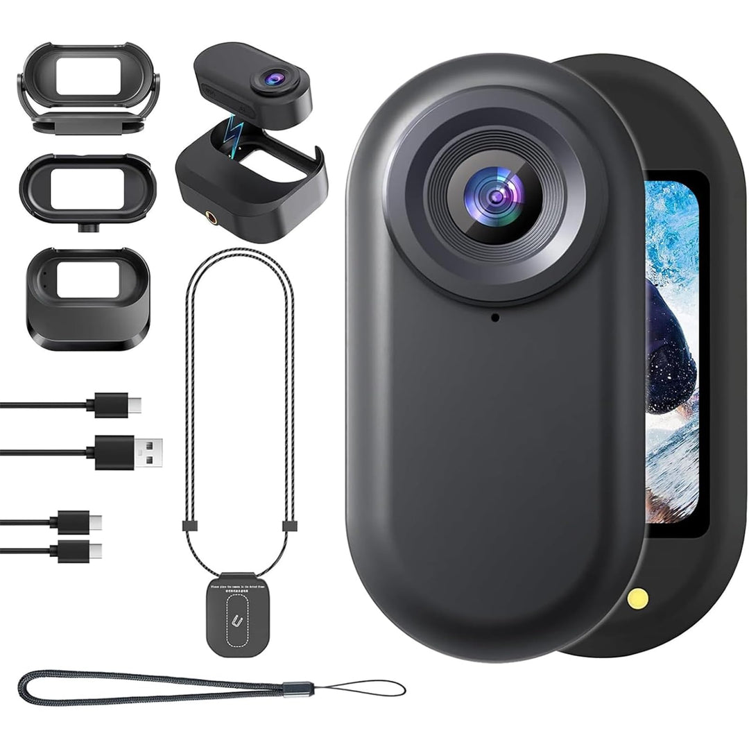 Mini Action Cam 1080P,Action Camera,Tragbare Kamera mit 360° Drehbarem Clip und Magnetclip,Mini K-Am