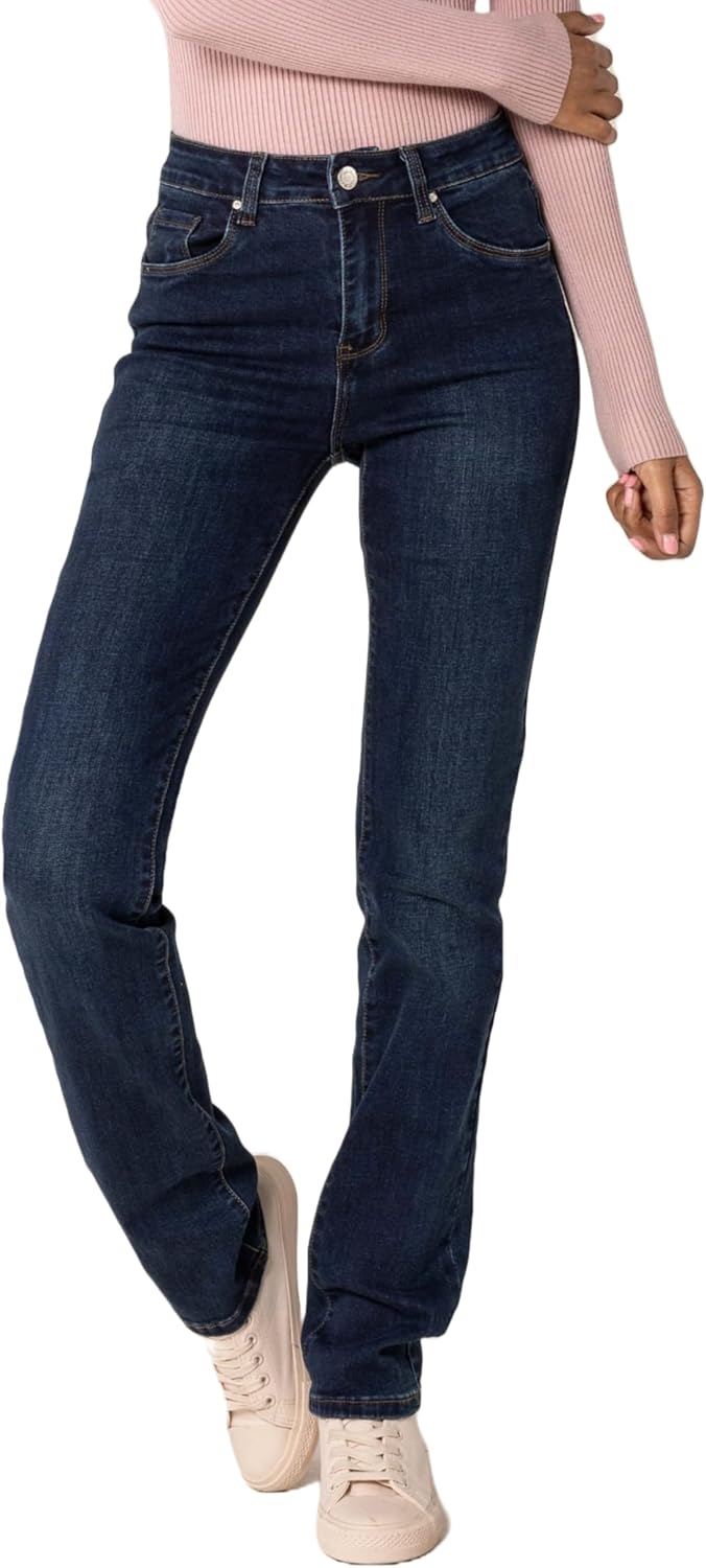 Nina Carter P209 Damen High Waist Tall Jeans Straight Leg Jeanshose mit geradem Beinschnitt Used-Loo