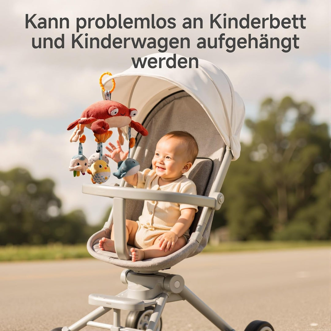 TUMAMA Baby Kinderwagen Spielzeug ab 0 2 3 4 6 8 9 12 Monate, Krabbe Spielbogen Anhänger Greifspielz