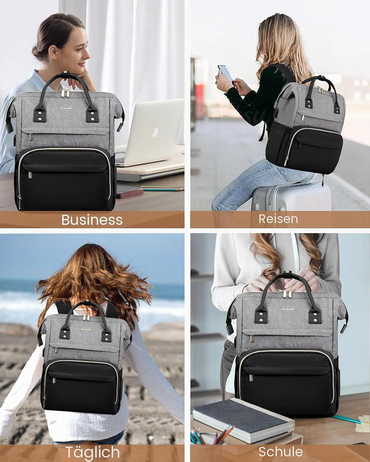 LOVEVOOK Laptop Rucksack Damen 17 Zoll, Gross Schulrucksack Teenager, Rucksack Handgepäck, Wasserdic