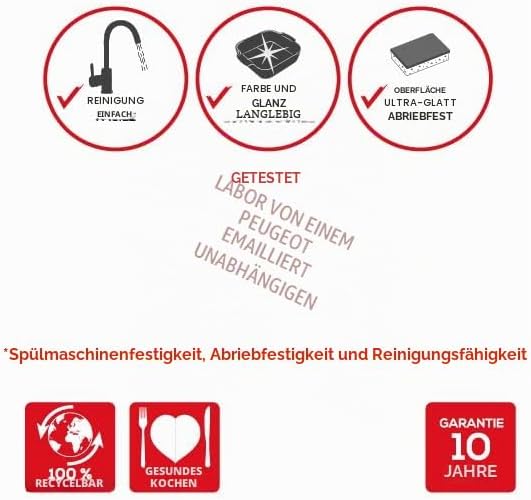 PEUGEOT - Rechteckige Auflaufform aus Keramik - 25 cm x 16,8 cm x 6,2 cm - Fassungsvermögen: 1,4 L -