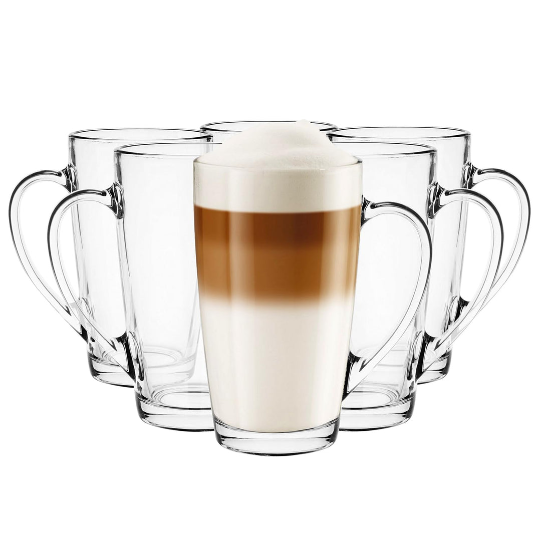 Glasmark Krosno Latte Macchiato Gläser Cappuccino 6er Set Teegläser- Mit Henkel Dessertgläser Wasser