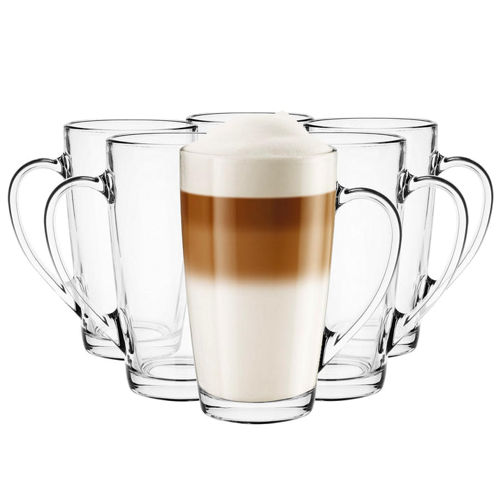 Glasmark Krosno Latte Macchiato Gläser Cappuccino 6er Set Teegläser- Mit Henkel Dessertgläser Wasser