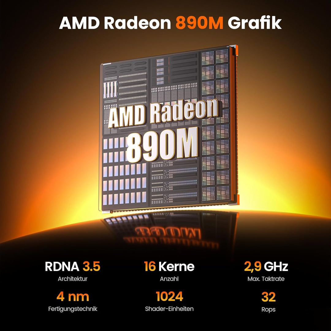 PELADN Mini-PC: AMD Ryzen AI 9 HX 370, 32GB LPDDR5X, 1TB PCIe 4.0 SSD, WiFi 7, USB4, BT 5.4, Dual-LA