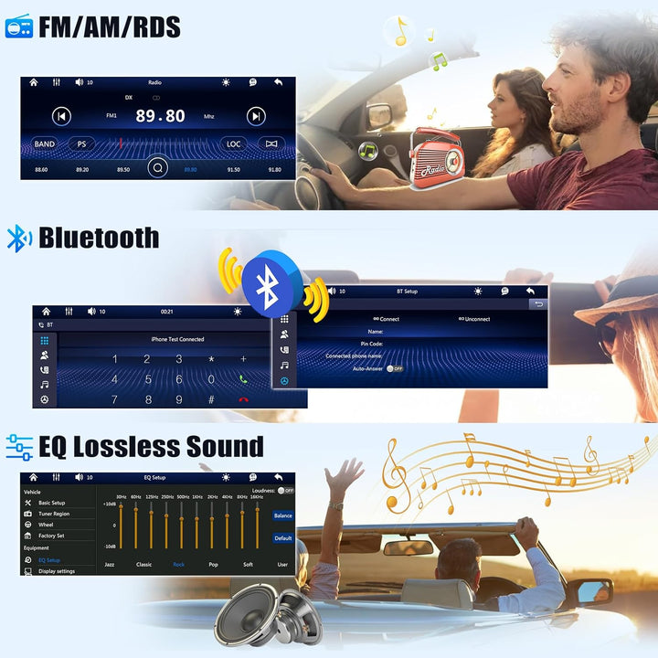 CAMECHO Autoradio 1 Din Wireless Carplay Android Auto Radio Bluetooth 5.2 mit Rückfahrkamera, 6.5 Zo