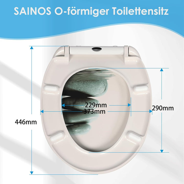 Duroplast-Toilettensitz, O-förmiger Toilettendeckel mit Soft-Close-Mechanismus, Edelstahlscharnier,