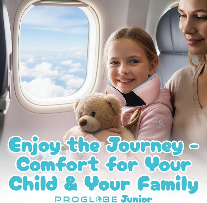 Proglobe Junior Nackenkissen für Kinder - Ergonomisches Reisekissen aus Memory-Schaum für Auto, Flug