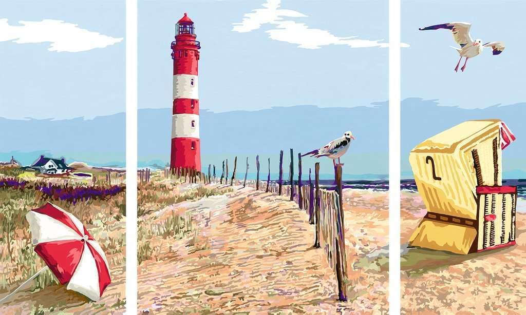 Ravensburger CreArt 20277 - An der Küste - Triptychon Malen nach Zahlen Erwachsene, DIY Malset mit P