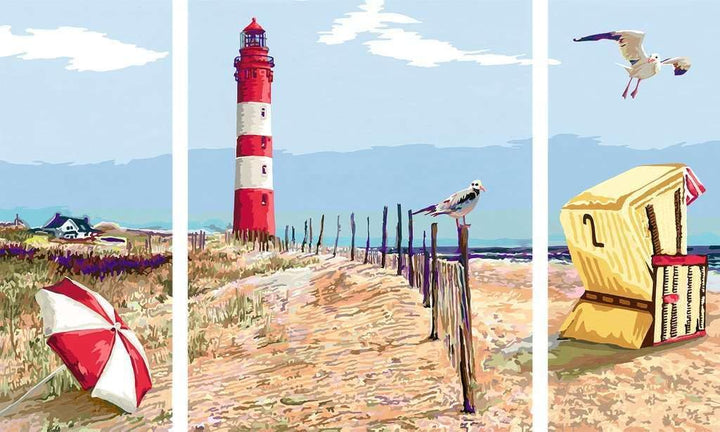 Ravensburger CreArt 20277 - An der Küste - Triptychon Malen nach Zahlen Erwachsene, DIY Malset mit P