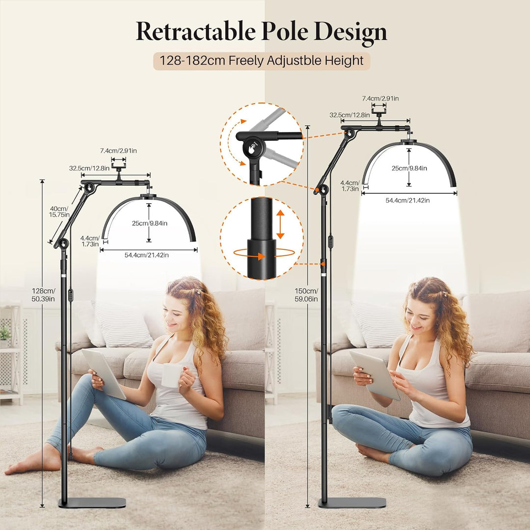 LED Halbmond Wimpern Lampe: 21in Faltbar Wimpernverlängerung Lampe mit 3 Dimmbaren Farben &amp; Drehbar