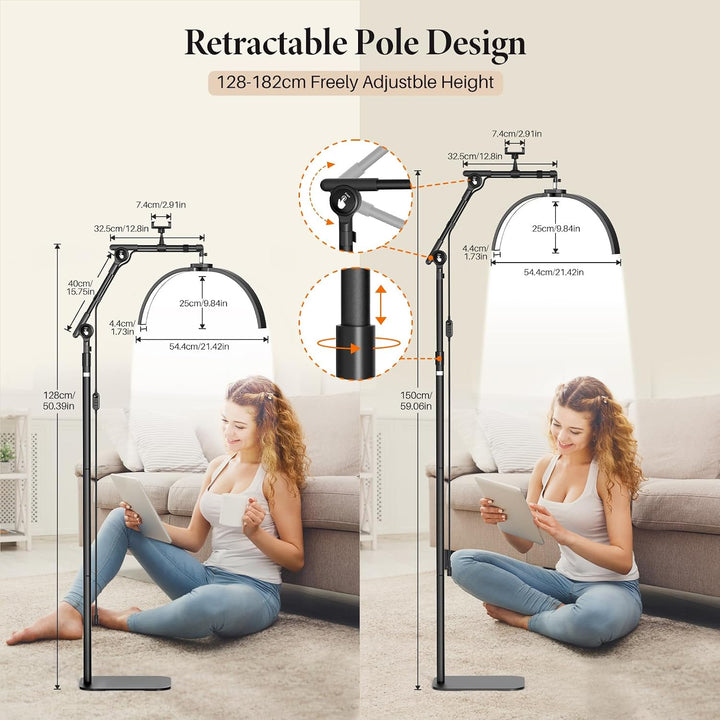 LED Halbmond Wimpern Lampe: 21in Faltbar Wimpernverlängerung Lampe mit 3 Dimmbaren Farben &amp; Drehbar