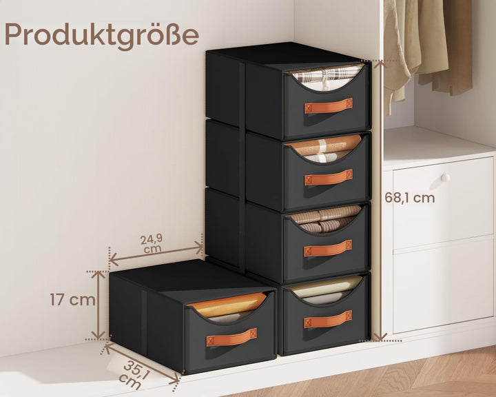 Schubladenschrank Ordnungssystem - 4 Stück Aufbewahrungs Schubladenboxen Aufbewahrungsbox Stoff Falt