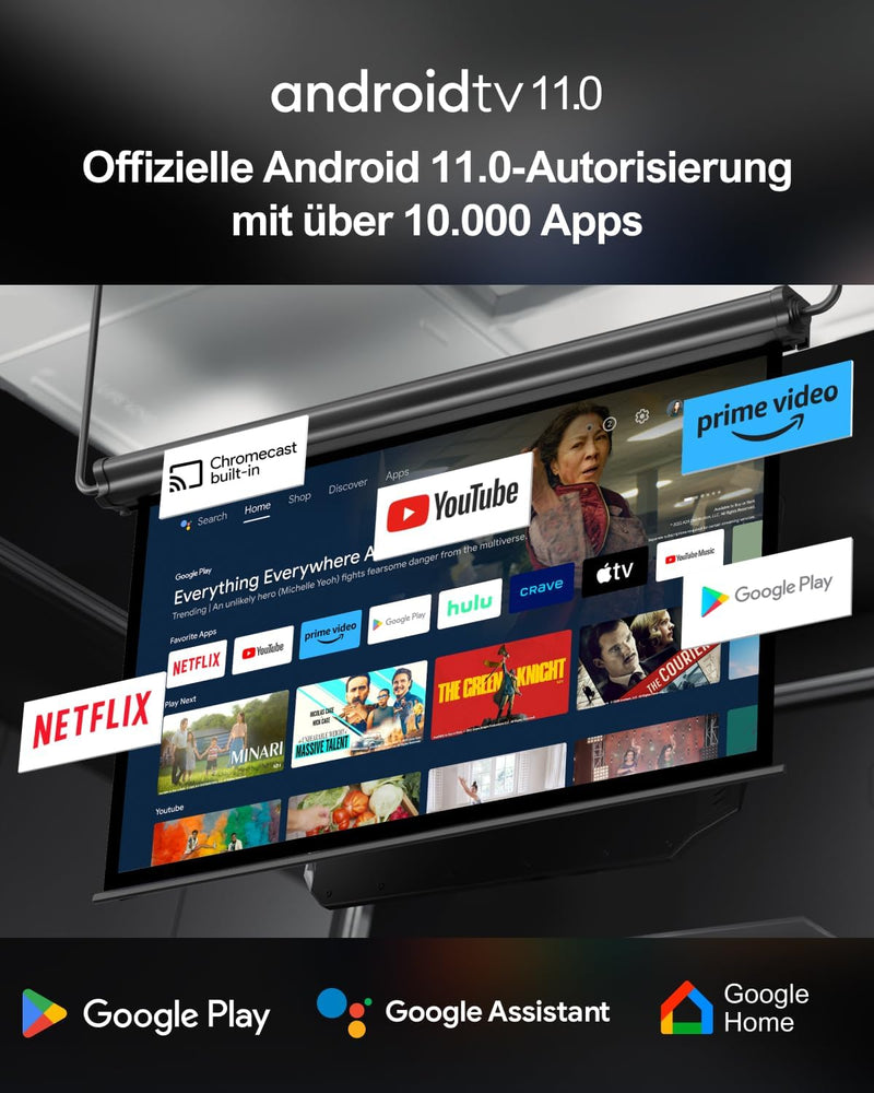 ULTIMEA Beamer Android TV 11.0 mit NETFLIX 10.000+ Apps, True 4K Heimkino Beamer Unterstützung 1000