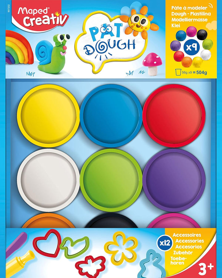 Maped CREATIV - Knete PAT'DOUGH - mit grosser Auswahl an Knet-Zubehör - 9x 56 g, 9x 56 g