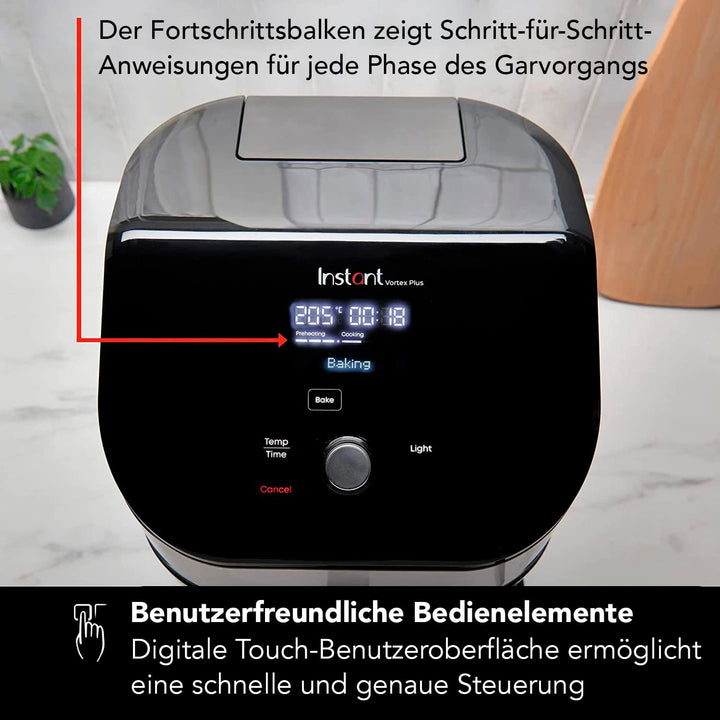 Instant Vortex Plus mit ClearCook - 5.7L Digitale Gesunde Heissluftfritteuse, Edelstahl, 6-in-1 Smar