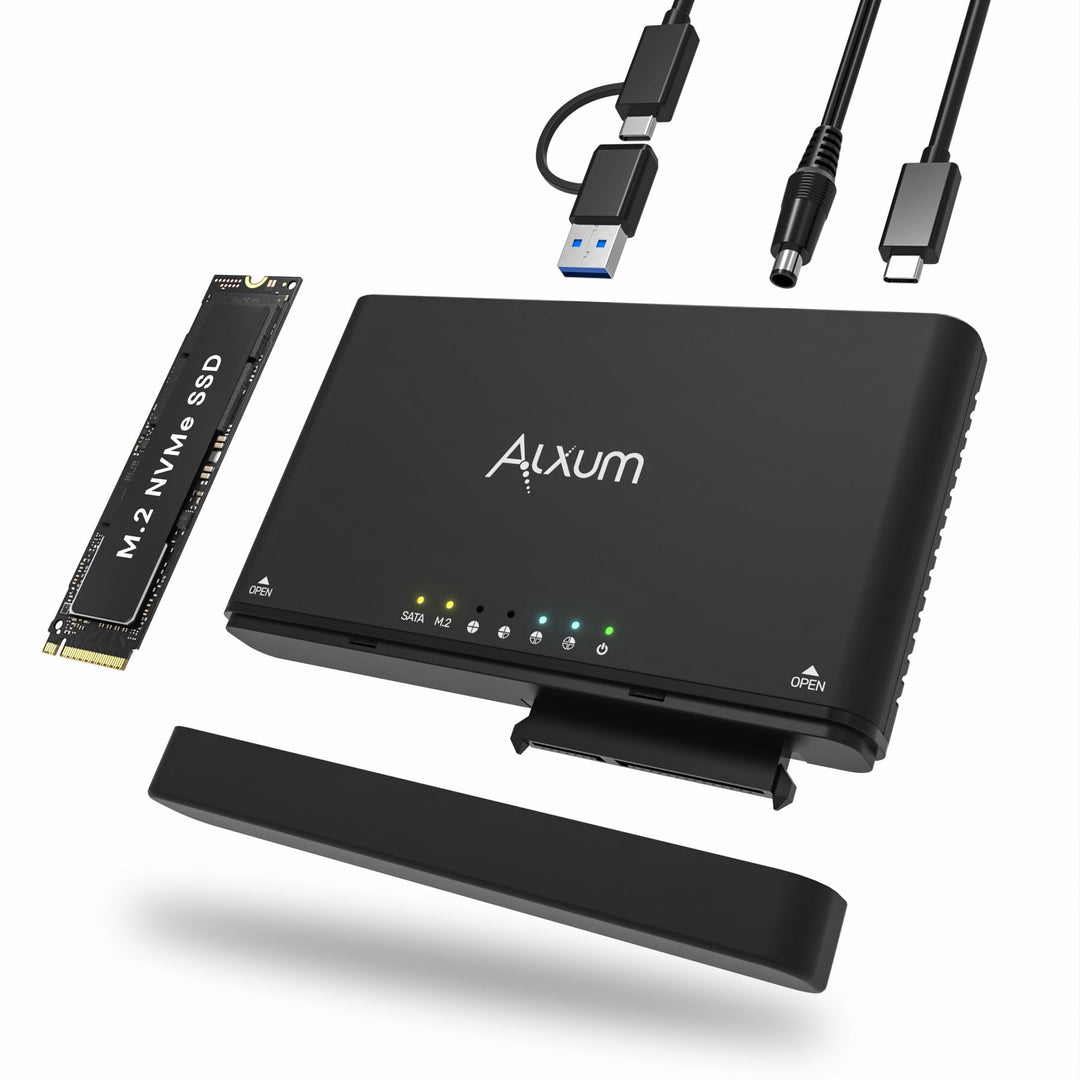 Alxum M.2 NVME Gehäuse und SATA USB Adapter mit Offline Klon,USB 3.2 Typ C 10Gbps M.2 to SATA Festpl