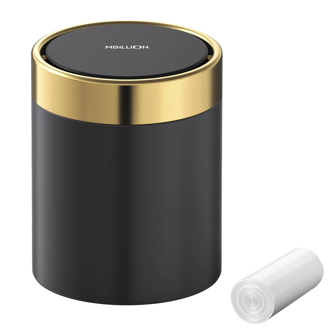 Mbillion Mini-Mülleimer mit Deckel, kleiner Mülleimer für den Schreibtisch, niedlicher Metall für Ti