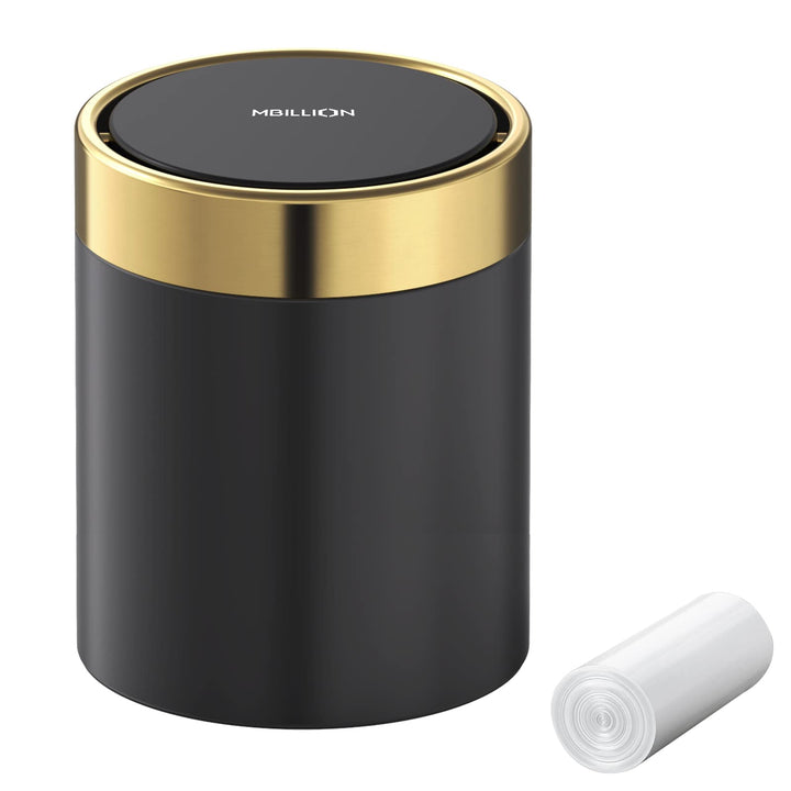 Mbillion Mini-Mülleimer mit Deckel, kleiner Mülleimer für den Schreibtisch, niedlicher Metall für Ti