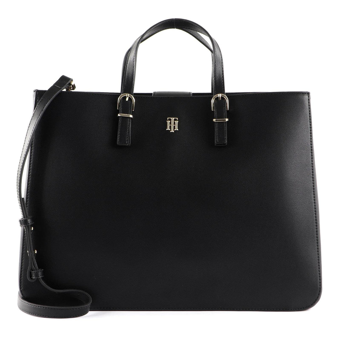 Tommy Hilfiger Damen Handtasche TH Timeless Work Bag aus Kunstleder Schwarz, Schwarz