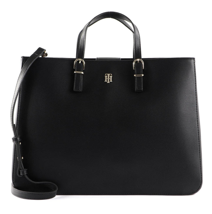 Tommy Hilfiger Damen Handtasche TH Timeless Work Bag aus Kunstleder Schwarz, Schwarz