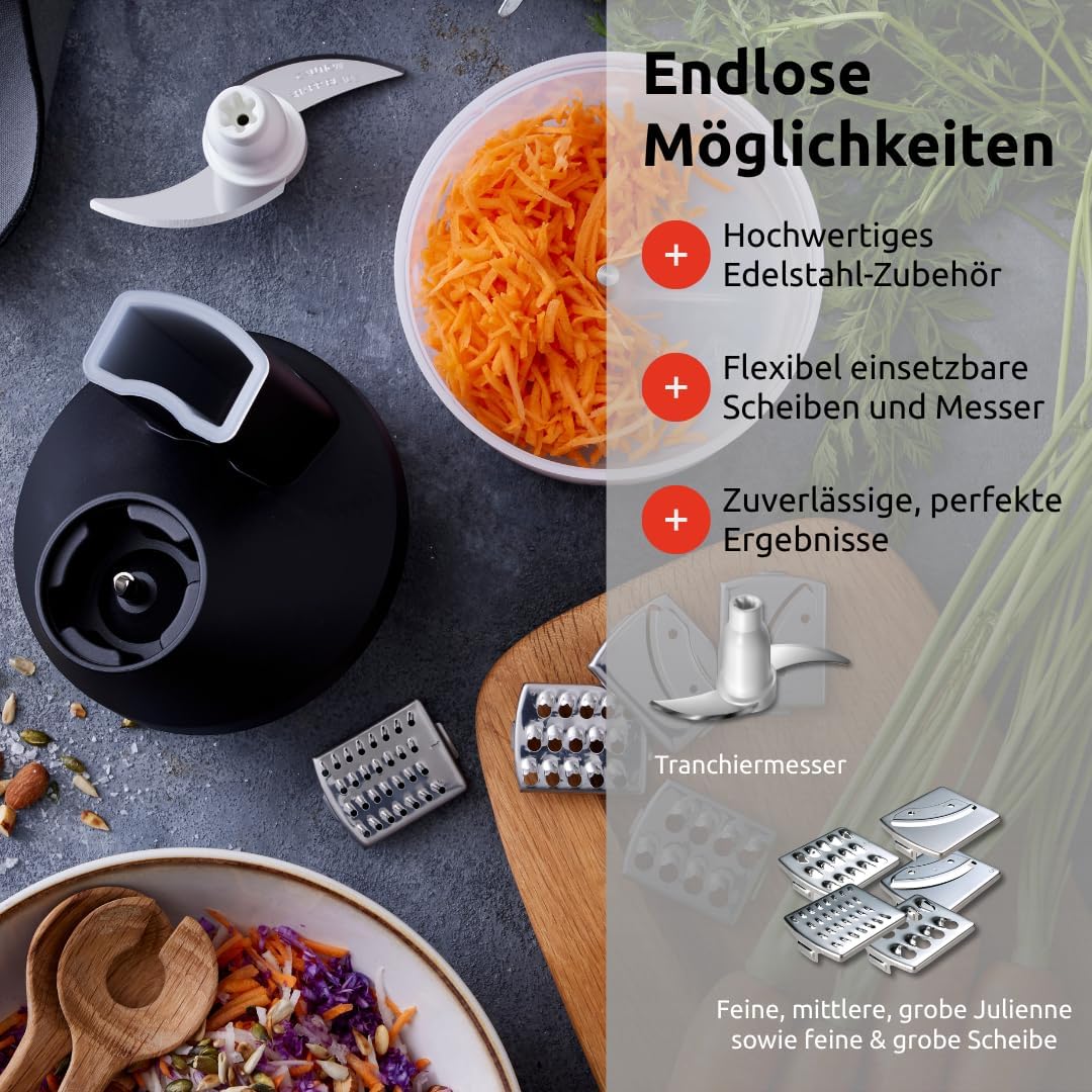 bamix Zubehör SliceSy für alle bamix Stabmixer ab 180 Watt, inkl. 5 Scheiben, Küchenmaschine multifu