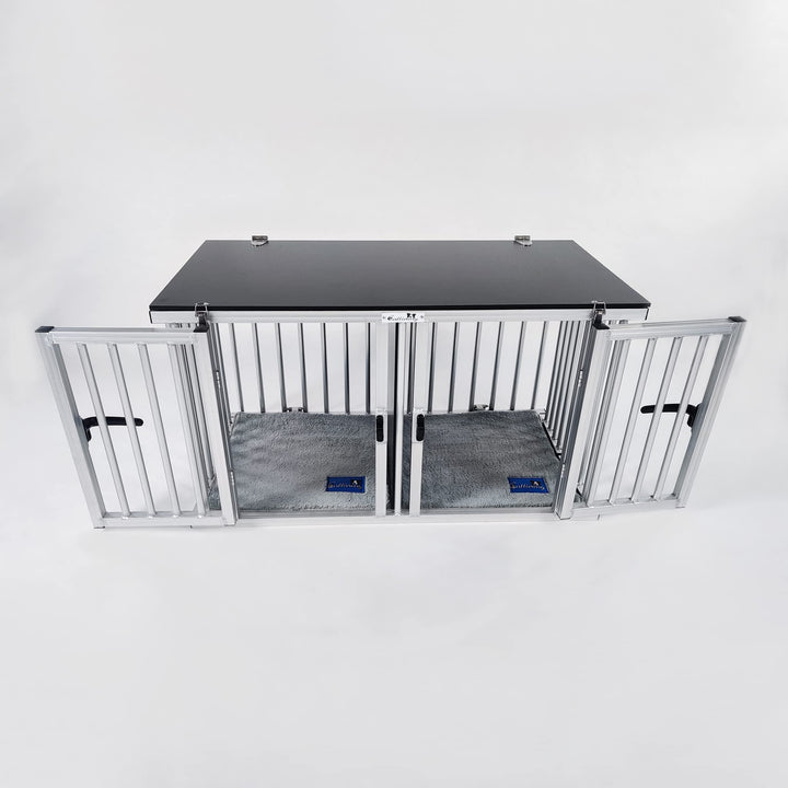 Callieway Faltbare/Klappbare ALU DOGBOX/Hundebox/Transportkäfig klappbar (Twinbox S), Twinbox S