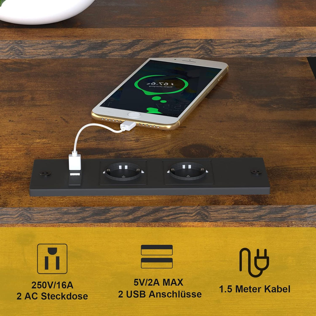 PIPIPOXER Nachttisch mit Steckdose, Nachttisch mit USB Anschlüssen und Steckdosen, Flip Top Beistell
