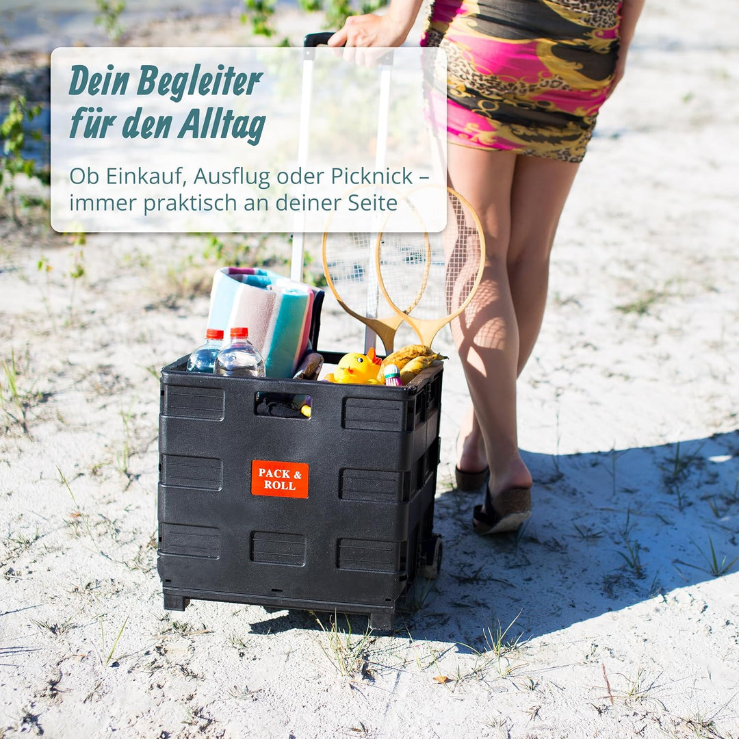 Relaxdays Einkaufstrolley, Klappbar, Einkaufsroller bis 35 kg, Verstellbarer Griff, Mit Rollen, HBT: