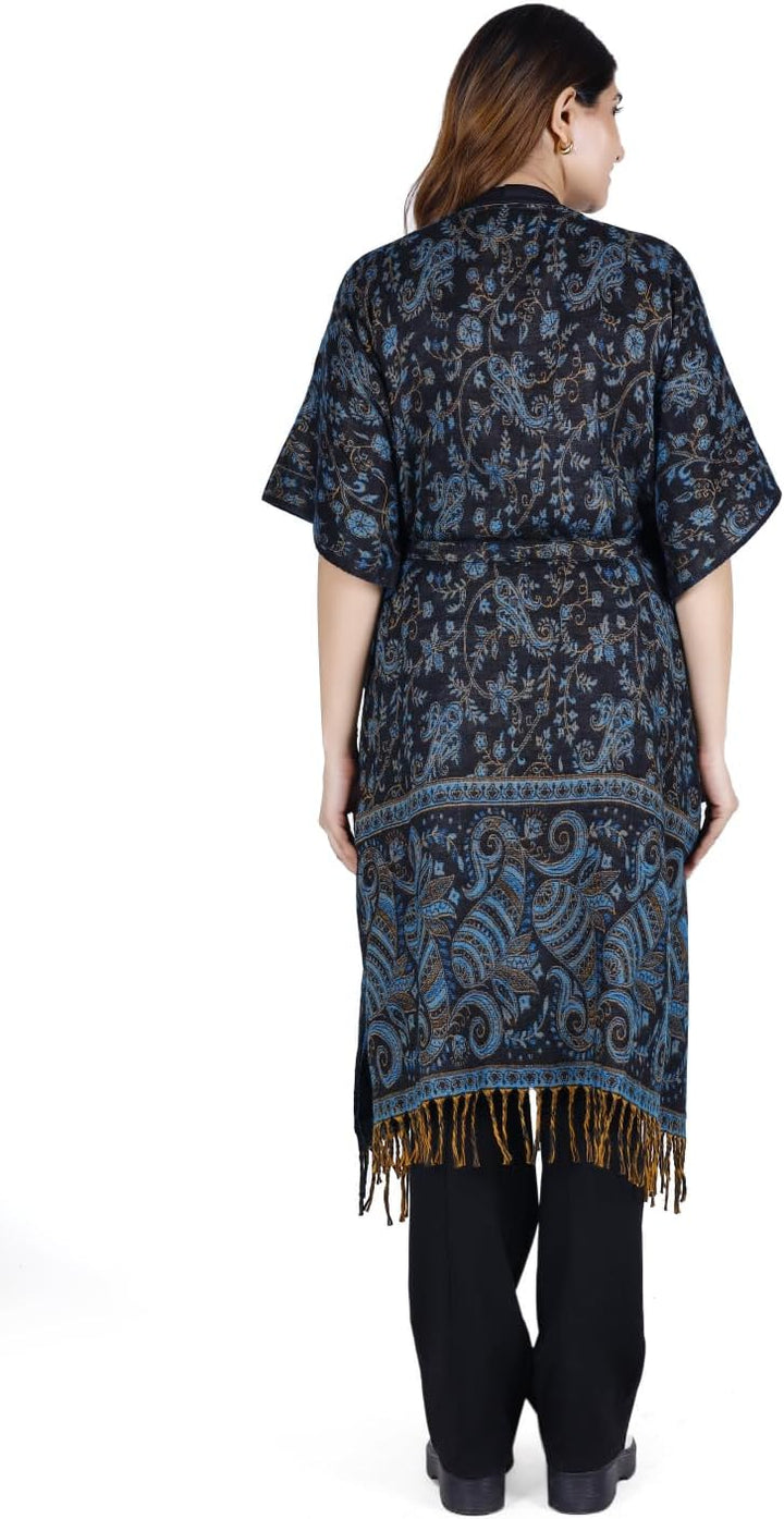 GURU SHOP Flauschiger Kimono Mantel, Kimonokleid, Kaftan, Poncho, Damen, Grün, Synthetisch, Size:40