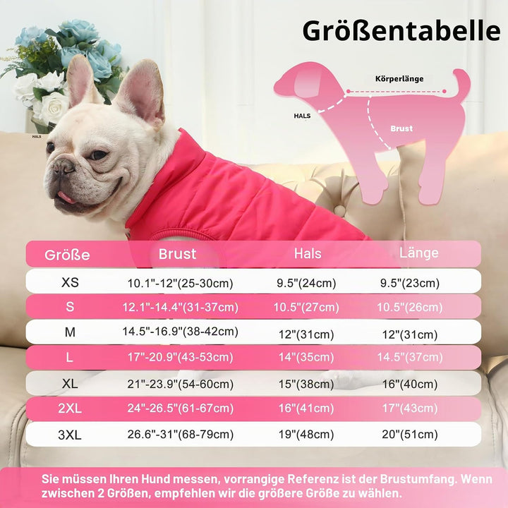 2-lagige mit Fleece gefütterte Hundejacke, sehr warm für Winter und kaltes Wetter, extraweiche, wind