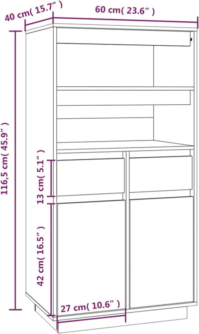 Tidyard Highboard Sideboard Hochschrank Lagerschrank Mit 2 Ablagen, 2 Schubladen und 4 Fächer Vitrin