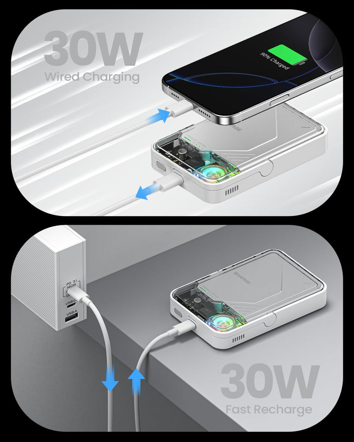sharge ICEMAG 2 MagSafe Powerbank 10000mAh, Qi2 15W Magnetisches Tragbares Ladegerät mit Aktiver Küh