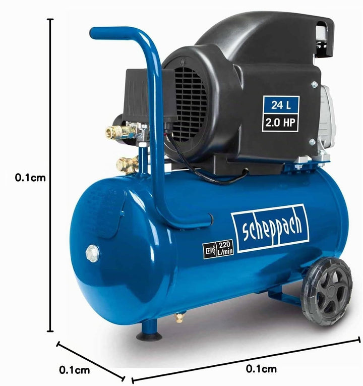 Scheppach Kompressor HC26 Druckluftkompressor | 220 l/min Ansaugleistung | 24L Kessel | 1500W | 8 ba