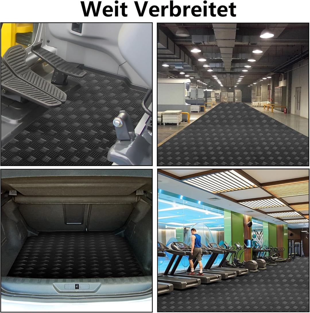 uyoyous Gummimatte Meterware Riffelblechmatte 500 x 100 cm Bodenmatte Schutzmatte 3mm stark Riffelbl
