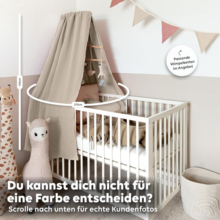 lilimaus Betthimmel Babybett mit Gold Applikation in 12 Farben [inkl. Himmelstange] - Himmel Babybet