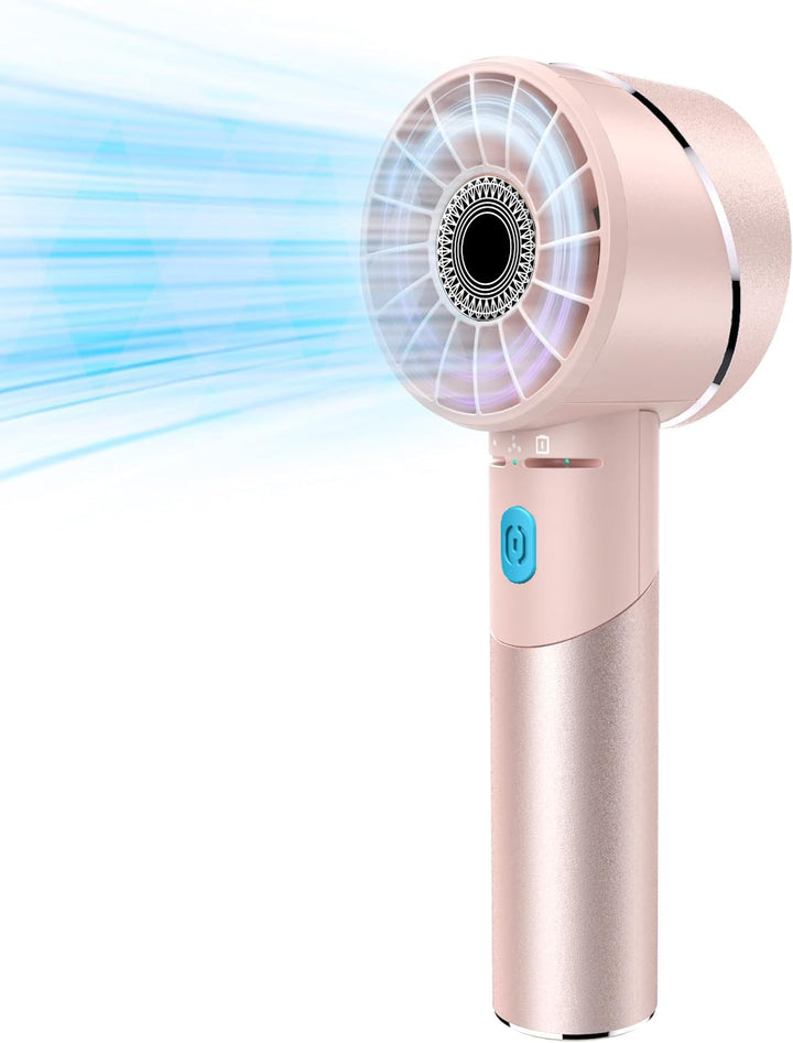 Handventilator Akku Aufladbar, Mini Stark Ventilator mit 7000 rpm Hohe Geschwindigkeit, Kleiner Meta